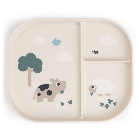 Done by Deer Learning to eat plate with divider Foodie - Tiny Farm - Sand