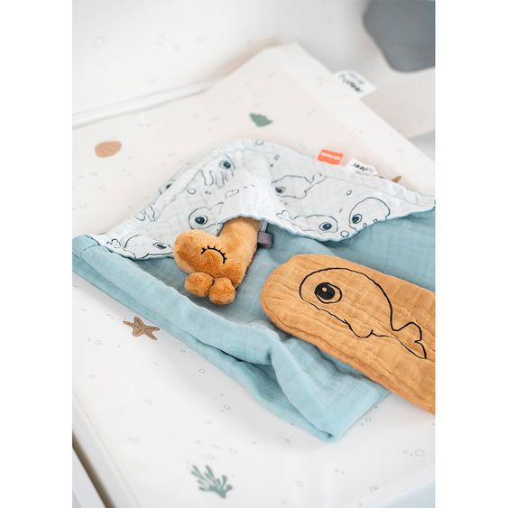 Done by Deer Folien-Wickelmulde 2-Keil - Easy Wipe - Sea Friends - Beige