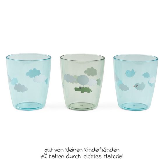 Done by Deer Mini Glas 3er Pack - Happy Clouds - Grün