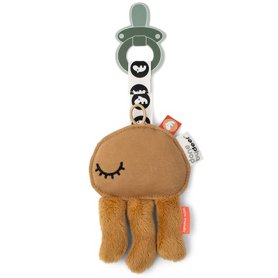 Done by Deer Mini-Kuscheltier mit Schnullerhalter - Jelly - Mustard