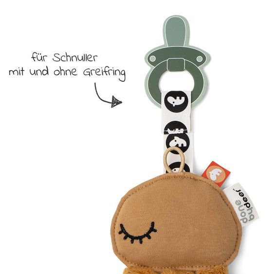 Done by Deer Mini-Kuscheltier mit Schnullerhalter - Jelly - Mustard
