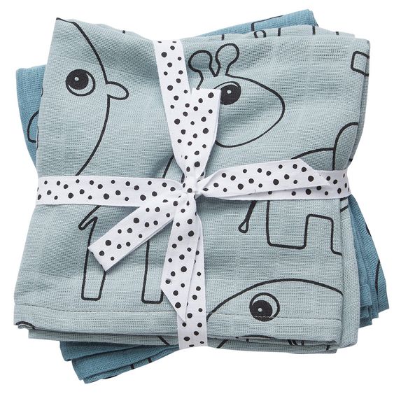 Done by Deer Mullwindel / Mulltuch / Pucktuch - 2er Pack - 120 x 120 cm - Deer Friends - Blau