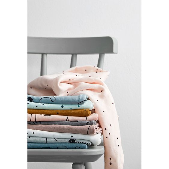 Done by Deer Mullwindel / Mulltuch / Pucktuch - 2er Pack - 120 x 120 cm - Deer Friends - Blau