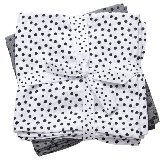 Done by Deer Mullwindel / Mulltuch / Pucktuch - 2er Pack - 120 x 120 cm - Happy Dots - Grau