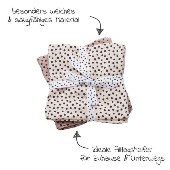 Done by Deer Mullwindel / Mulltuch / Pucktuch - 2er Pack - 120 x 120 cm - Happy Dots - Rosa