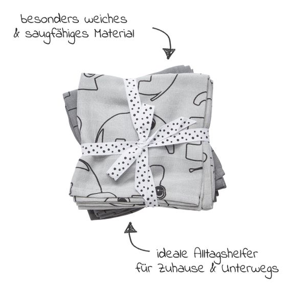 Done by Deer Mullwindel / Mulltuch / Pucktuch - 2er Pack - 70 x 70 cm - Deer Friends - Grau