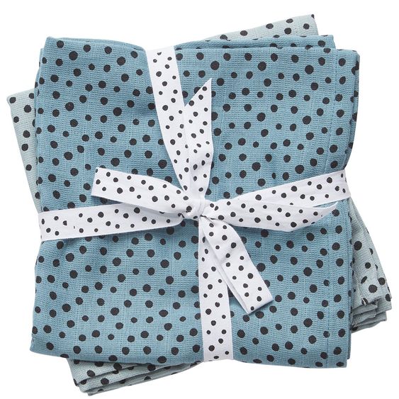 Done by Deer Mullwindel / Mulltuch / Pucktuch - 2er Pack - 70 x 70 cm - Happy Dots - Blau