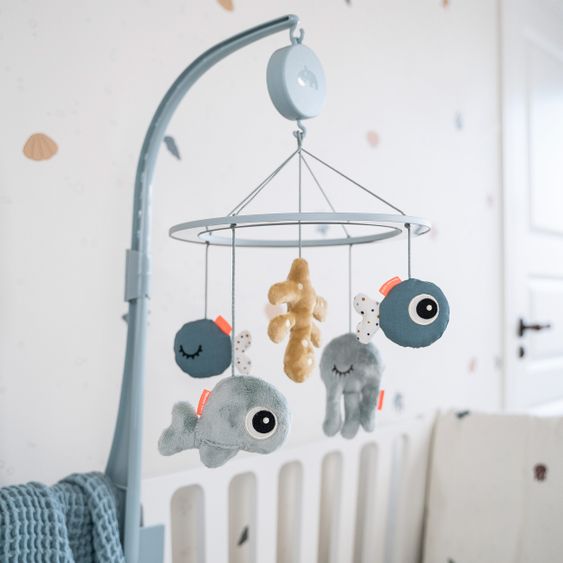 Done by Deer Musik-Mobile mit Spiegel - Sea Friends - Blau