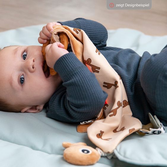 Done by Deer Cuddle cloth with teething ring & pacifier holder - Croco - Green