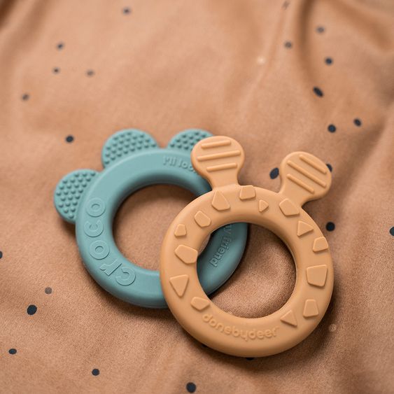 Done by Deer Cuddle cloth with teething ring & pacifier holder - Croco - Green