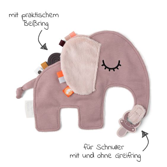 Done by Deer Schmusetuch / Schnullerhalter - mit Beißelement - Elphee - Rosa