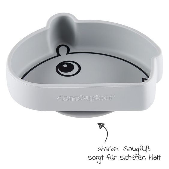 Done by Deer Silicone Eating Bowl with Suction Base - Stick & Stay - Ozzo - Grey