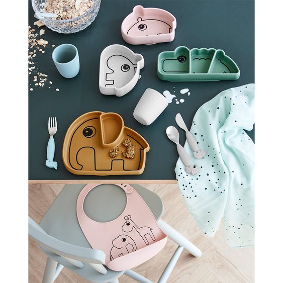 Done by Deer Silicone Eating Bowl with Suction Base - Stick & Stay - Ozzo - Grey