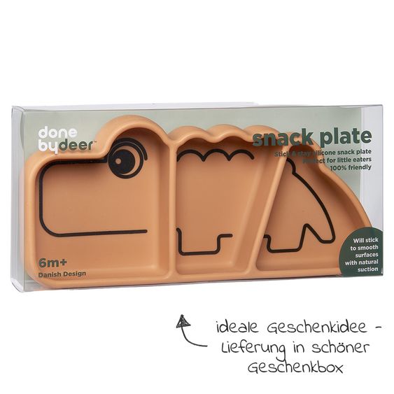Done by Deer Silikon-Esslern-Teller mit Saugfuß - Stick & Stay - Croco - Mustard