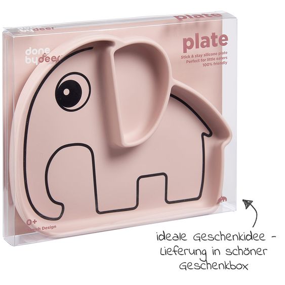 Done by Deer Silikon-Esslern-Teller mit Saugfuß - Stick & Stay - Elphee - Rosa