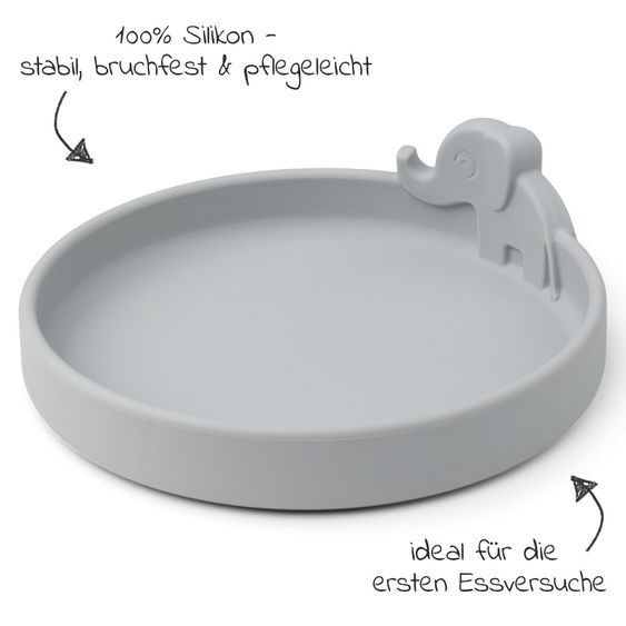 Done by Deer Silicone plate - Pekaboo - Elphee - Grey