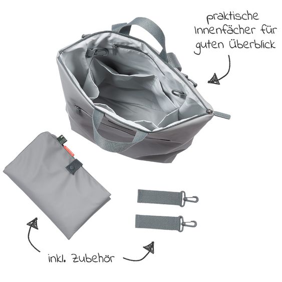 Done by Deer Wickelrucksack inkl. Wickelunterlage & Kinderwagenbefestigung - Grau