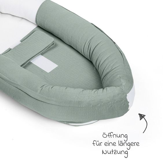 doomoo Babynest Cocoon mit Bauchgurt - Tetra Green