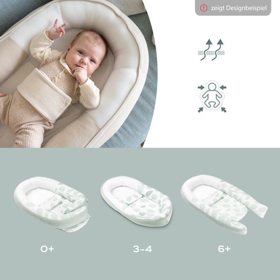 doomoo Babynest Cocoon mit Bauchgurt - Tetra Green