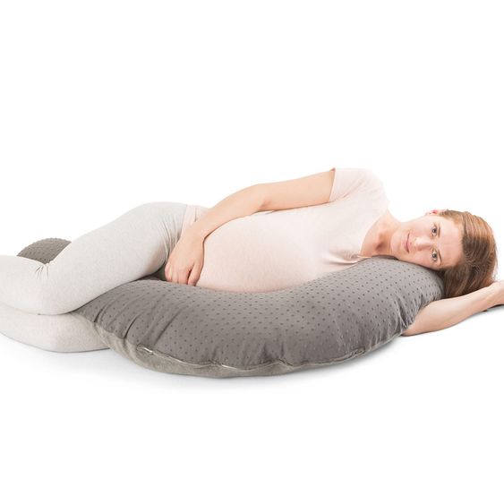 doomoo Lagerungskissen XL zum Stillen & Relaxen 190 cm - Pompom - Anthrazit