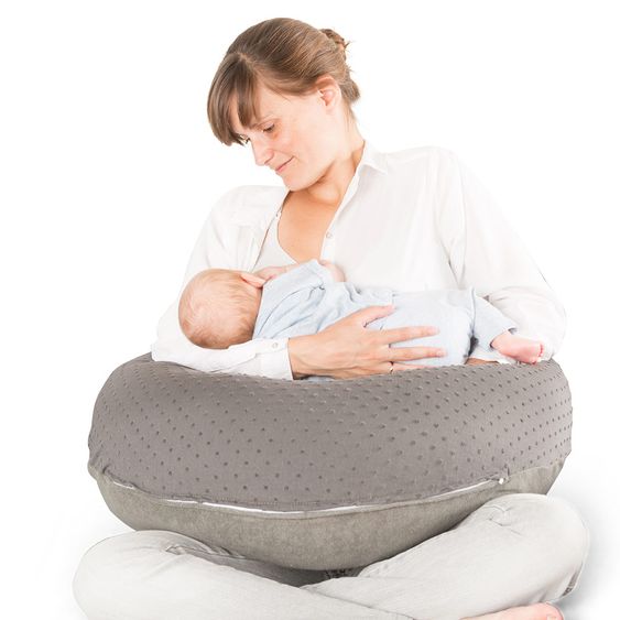 doomoo Lagerungskissen XL zum Stillen & Relaxen 190 cm - Pompom - Anthrazit