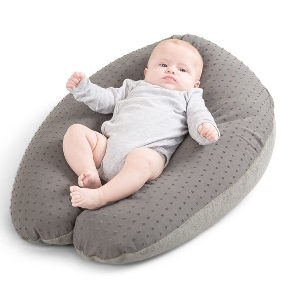 doomoo Lagerungskissen XL zum Stillen & Relaxen 190 cm - Pompom - Anthrazit