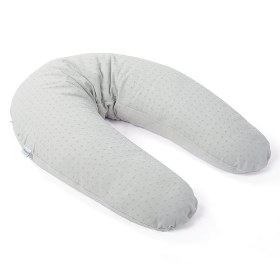 doomoo Lagerungskissen XL zum Stillen & Relaxen 190 cm - Pompom - Hellgrau