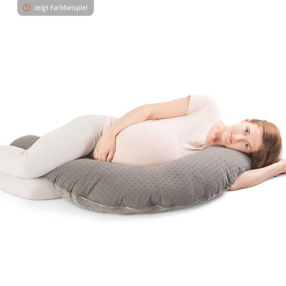 doomoo Lagerungskissen XL zum Stillen & Relaxen 190 cm - Pompom - Hellgrau