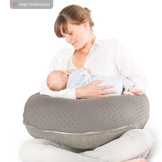 doomoo Lagerungskissen XL zum Stillen & Relaxen 190 cm - Pompom - Hellgrau
