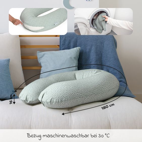 doomoo Stillkissen Buddy - mit Mikroperlen-Füllung inkl. Organic Cotton Bezug 180 cm - Cloudy Green