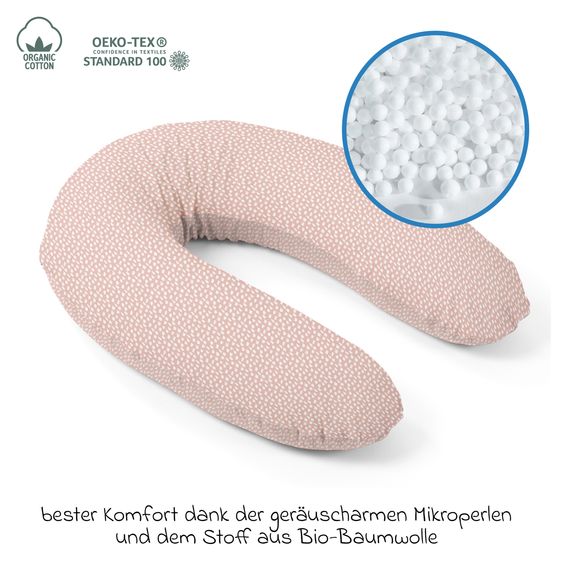 doomoo Buddy nursing pillow - with microbead filling incl. organic cotton cover 180 cm - Cloudy Pink