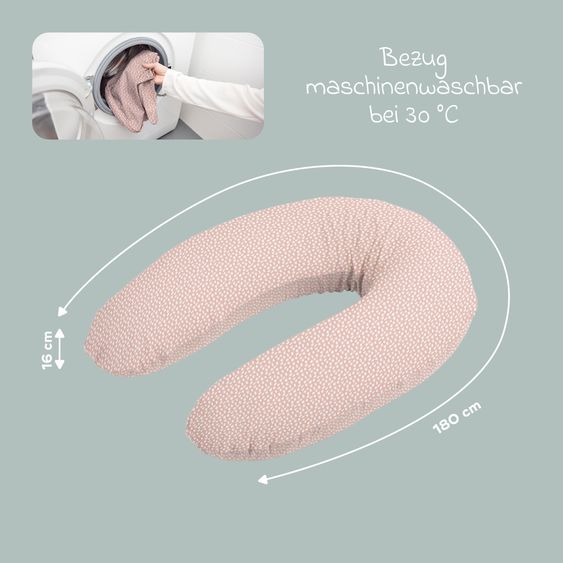 doomoo Buddy nursing pillow - with microbead filling incl. organic cotton cover 180 cm - Cloudy Pink