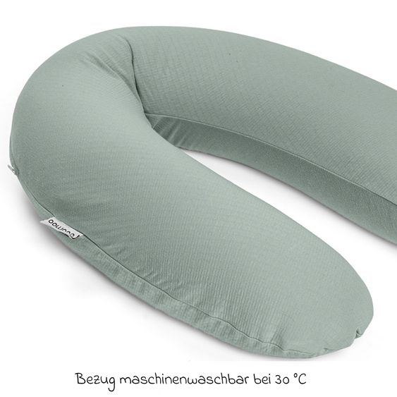 doomoo Cuscino per allattamento Buddy - con imbottitura in microsfere e fodera in cotone biologico 180 cm - Verde Tetra