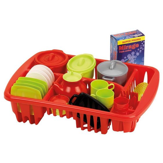 Ecoiffier 45-tlg. Spiel-Geschirr-Set mit Gitterkorb