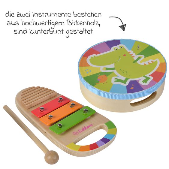 Eichhorn 3-piece music set - hand drum and xylophone with ratchet