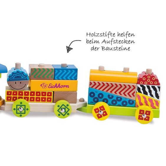 Eichhorn Wooden train with building blocks 18 pcs - Color