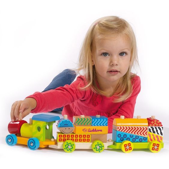 Eichhorn Wooden train with building blocks 18 pcs - Color