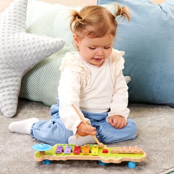 Eichhorn Crocodile music table - with xylophone, cymbal, squeaker and washboard