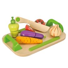 Wooden cutting board with vegetables 12 parts