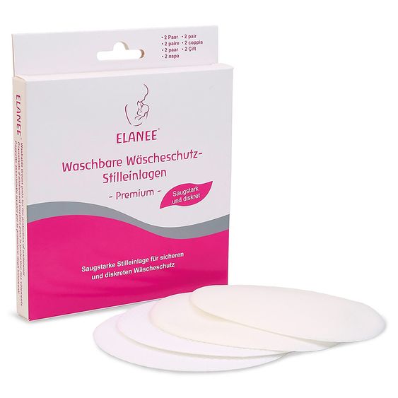 Elanee Waschbare Wäscheschutz-Stilleinlage 4er Pack Premium 10,5 cm - Weiß