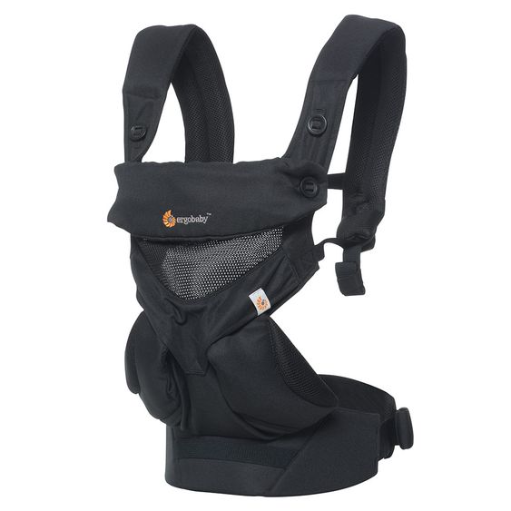 Ergobaby Marsupio 360 Cool Air Mesh per 4 posizioni di trasporto con supporto per la lordosi - Nero Onyx