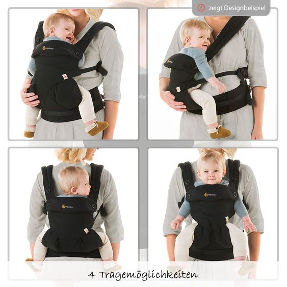 Ergobaby Marsupio 360 Cool Air Mesh per 4 posizioni di trasporto con supporto per la lordosi - Nero Onyx
