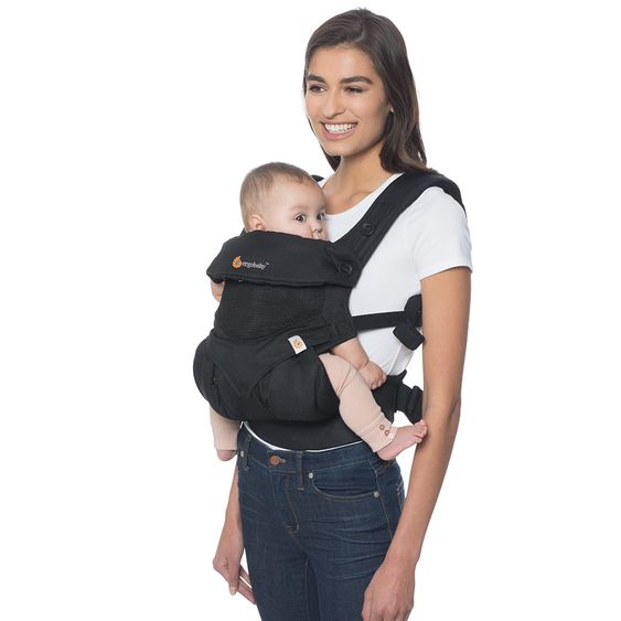 Ergobaby Marsupio 360 Cool Air Mesh per 4 posizioni di trasporto con supporto per la lordosi - Nero Onyx