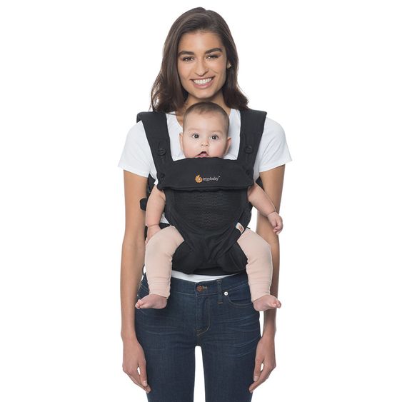 Ergobaby Marsupio 360 Cool Air Mesh per 4 posizioni di trasporto con supporto per la lordosi - Nero Onyx