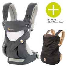 Baby Carrier 360 Cool Air Mesh incl. 2 in 1 Winter Cover - Carbon Grey