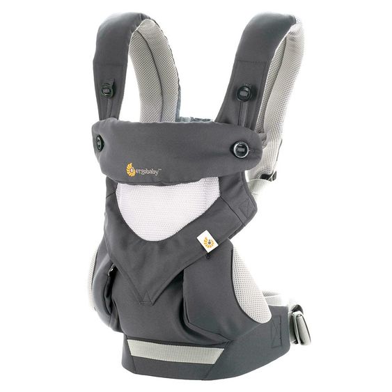 Ergobaby Babytrage 360 Cool Air Mesh inkl. 2 in 1 Winter-Cover - Carbon Grey