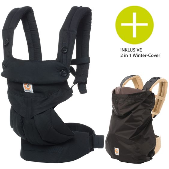 Ergobaby Marsupio 360 con copertina invernale 2 in 1 - Nero puro