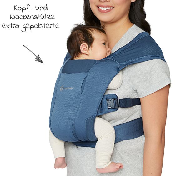 Ergobaby Babytrage Embrace Soft Air Mesh für Neugeborene - Blue