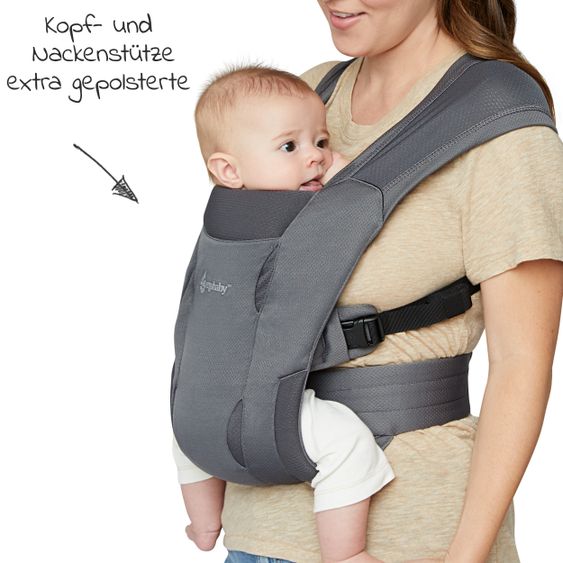 Ergobaby Babytrage Embrace Soft Air Mesh für Neugeborene - Washed Black