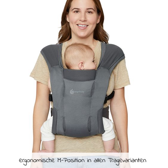 Ergobaby Babytrage Embrace Soft Air Mesh für Neugeborene - Washed Black